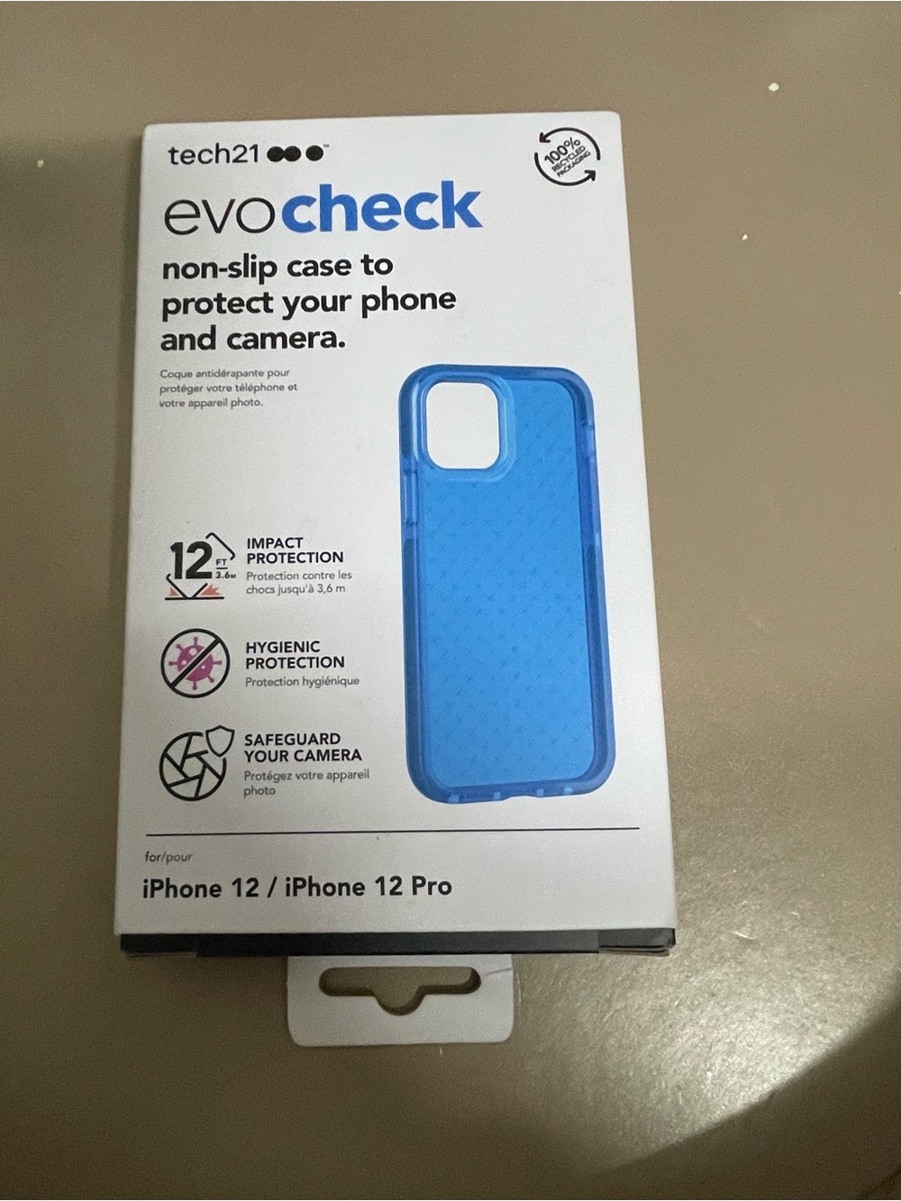tech21 EvoCheck Non-Slip Phone Case for iPhone 12 / 12 Pro - Blue